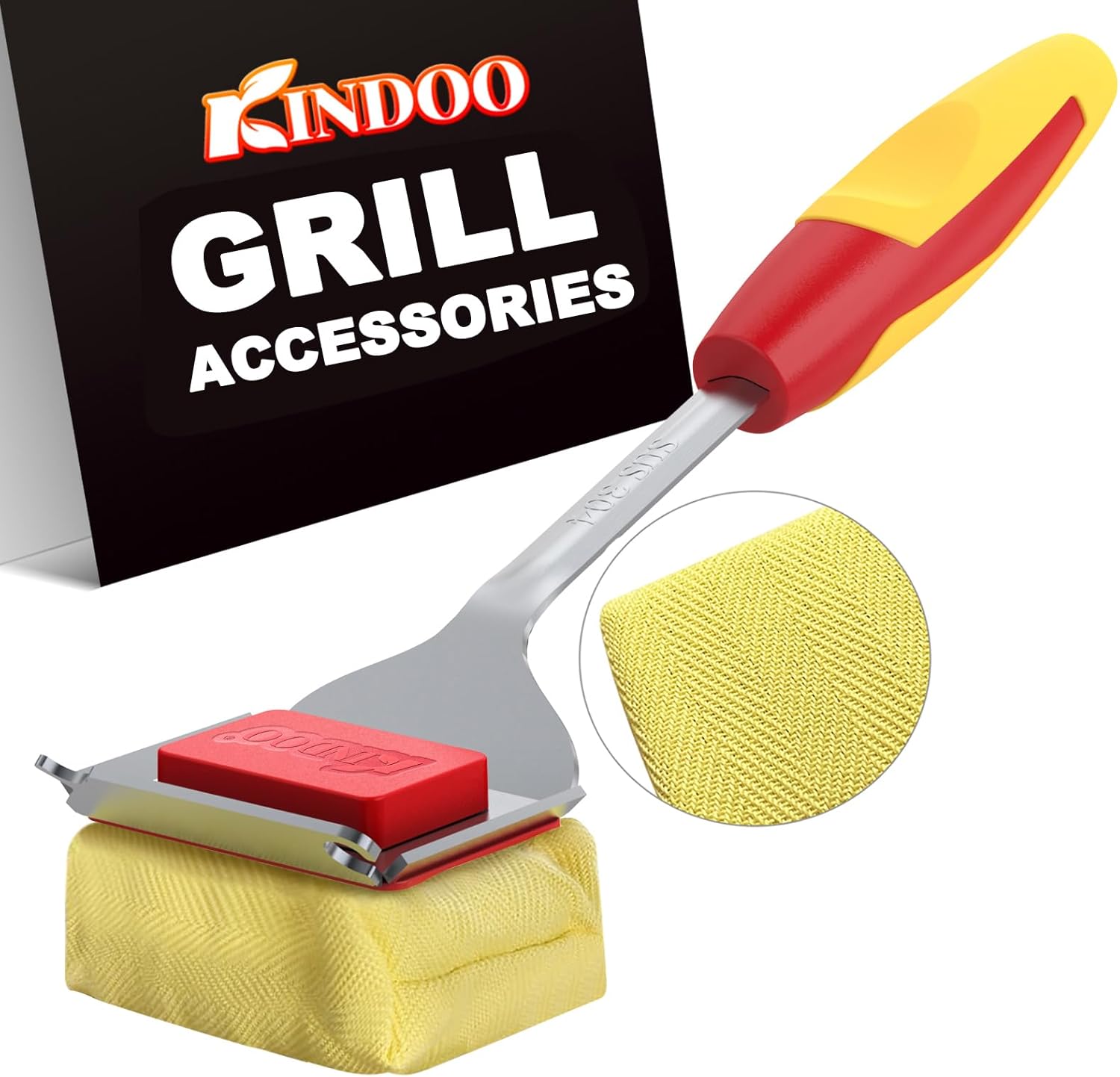 Steam Grill Cleaning Brush Replaceable BBQ Cleaner Brush Head,Extended Handle, Safe Grill Brush with Scraper for Cast Iron Stainless-Steel Grates