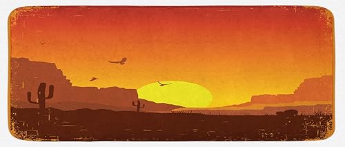 Lunarable American West Kitchen Mat, Wild Western Desert in Old Grunge Style Deserted Setting Orange Skies, Plush Decorative Kitchen Mat with Non disponible en Yaxa Venezuela