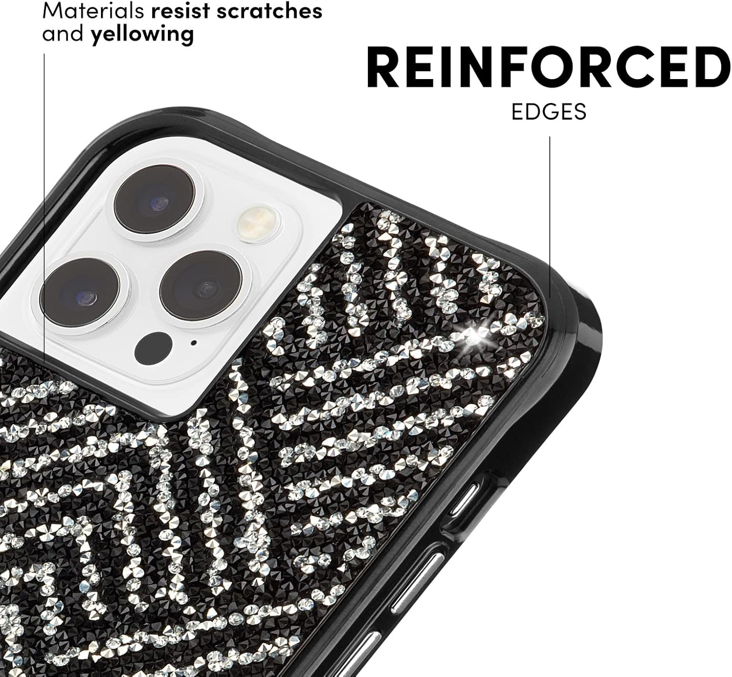 Case-Mate- -BRILLIANCE - Case for iPhone 12 Pro Max (5G) - 10 ft Drop Protection - 6.7 Inch - Herringbone Black