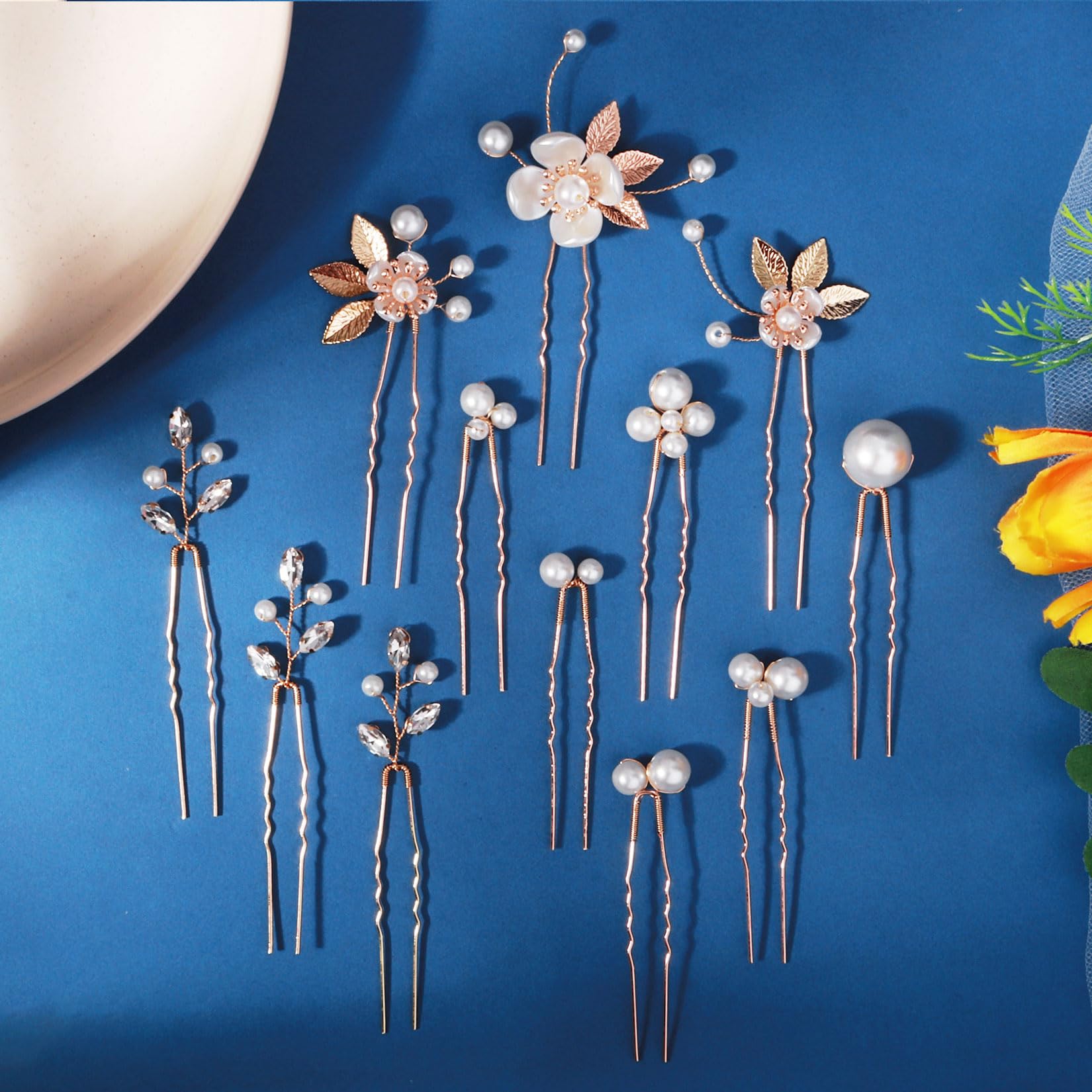 12 forcine per capelli da sposa con strass, accessori per capelli da donna, con cristalli, per damigelle d'onore