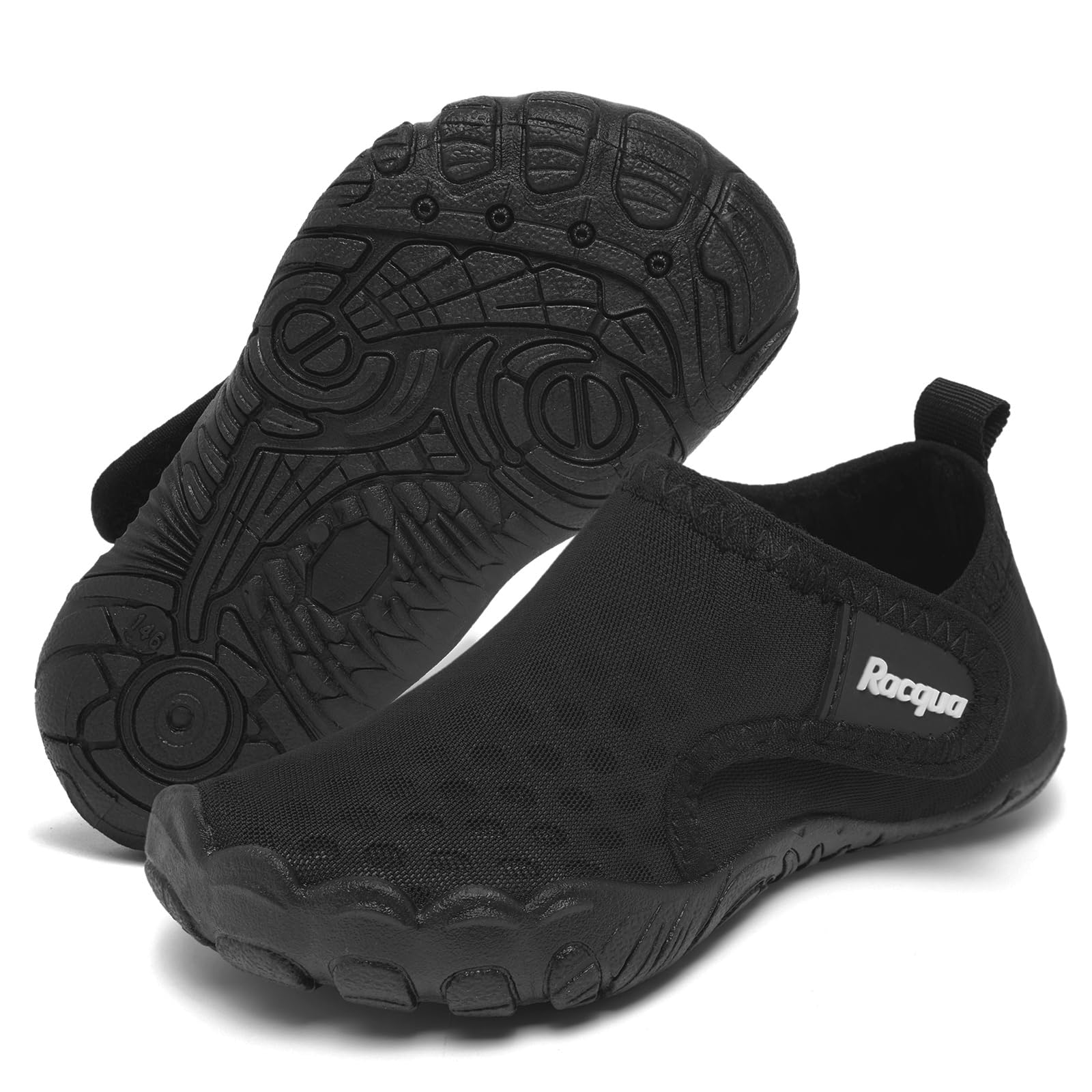 Racqua Scarpe da acqua per bambini, antiscivolo, per bambini, ragazzi e ragazze (neonati/bambini), Wzk1653t Nero, 25 EU