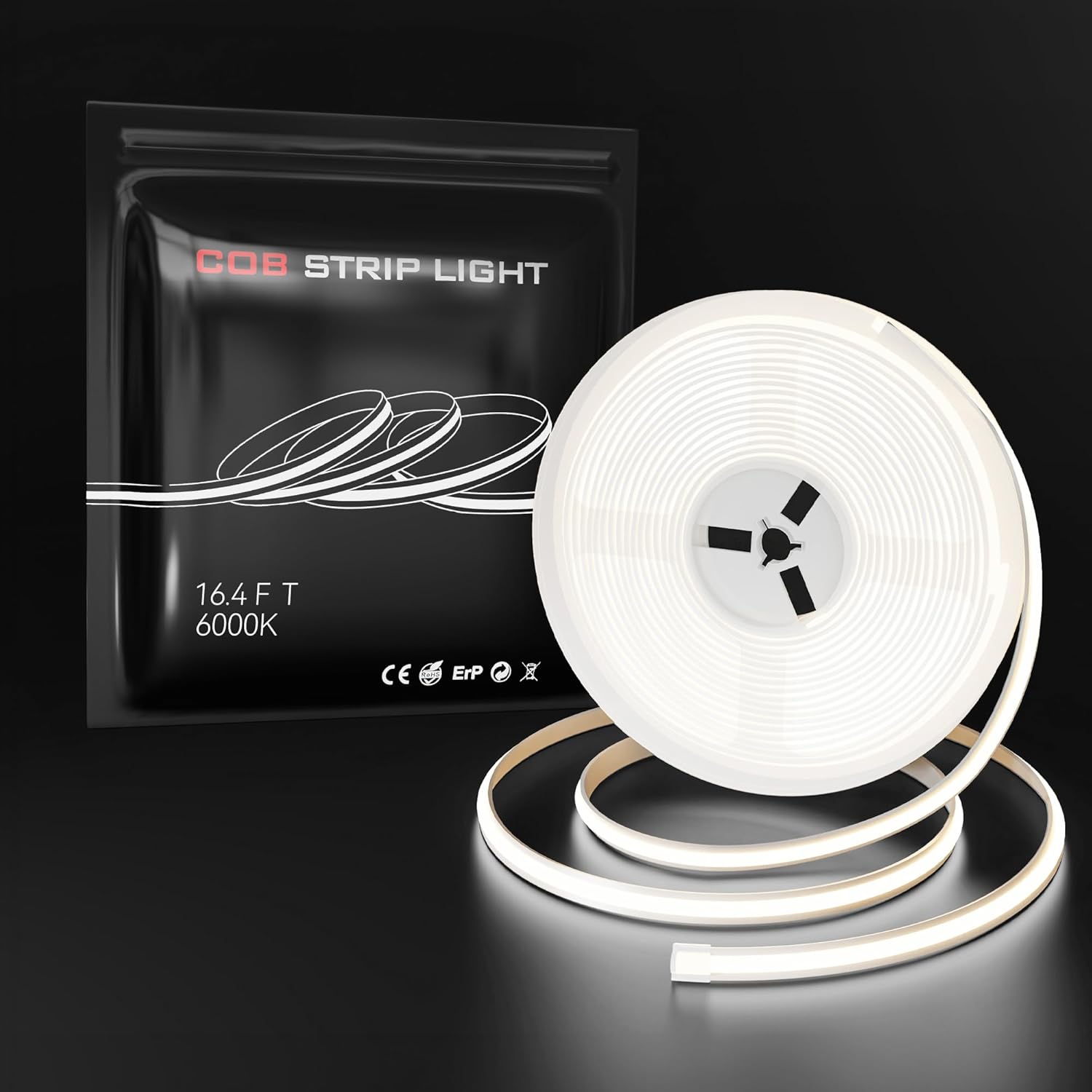 CtrlCV FCOB LED Strip Light Waterproof IP68 24V 16.4ft 6000K Cold White Light High CRI Waterproof and Rainproof Neon Light, Suitable for Outdoor Garden Indoor Lighting Decoration