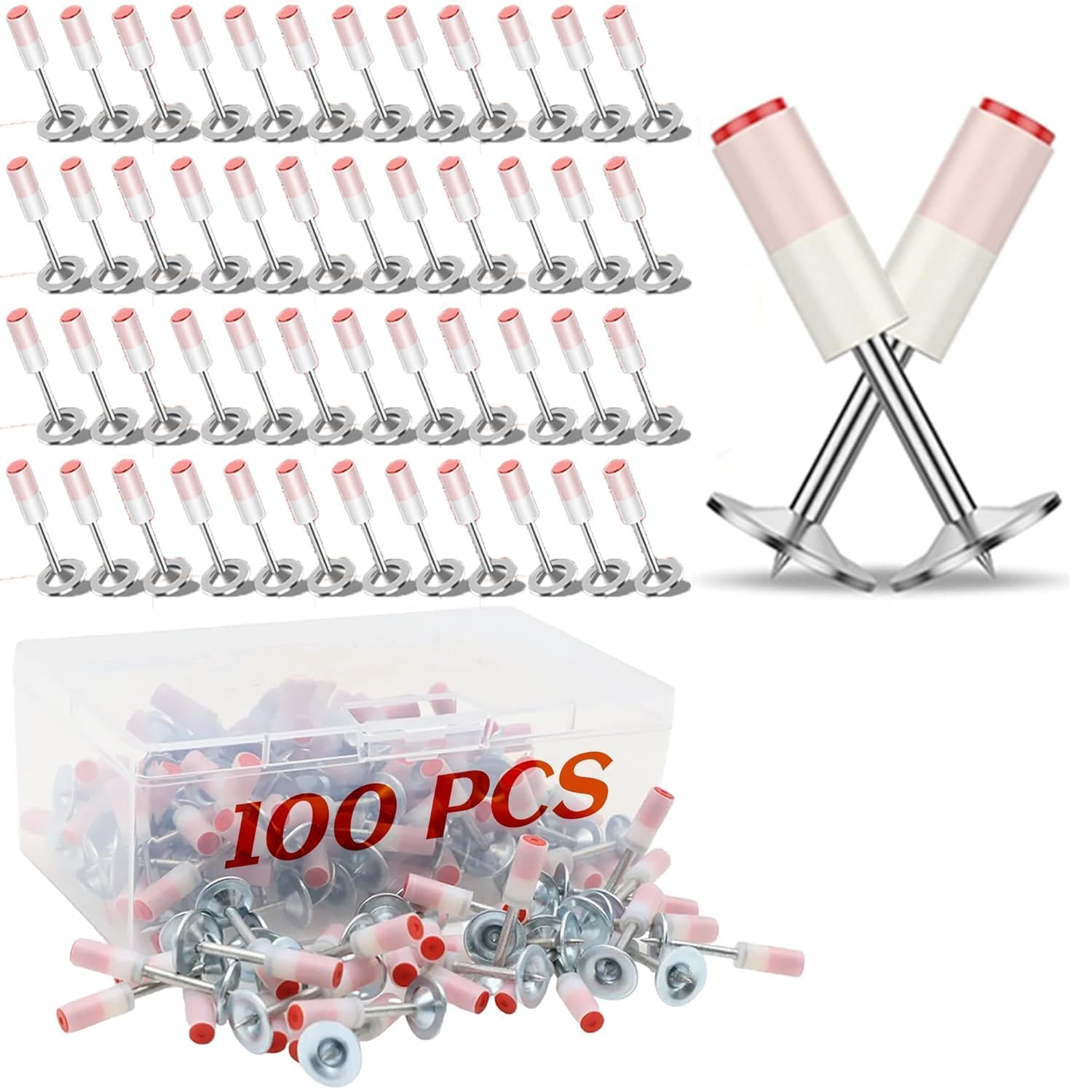 Nail Gun Manual Steel Nails, 7.3mm Round Nails Wall Fastening Tool, Nails for Nail Gun Hand-Steel Nail Concrete Ceiling Cable Ducts Fixing Device (PACK OF 100)