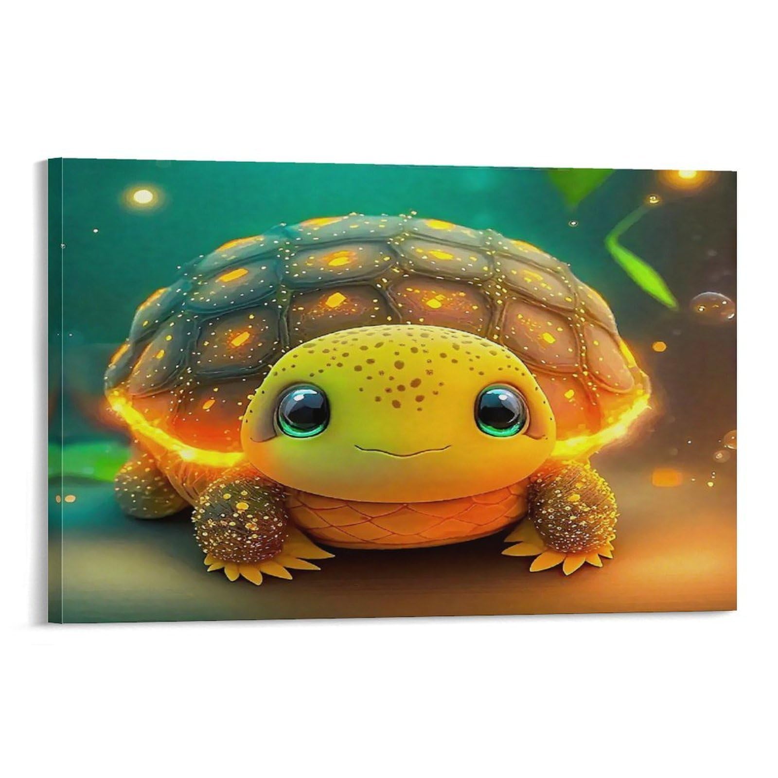 CPLVKWRQJ Cute Cartoon Turtle Individual Glowing Cute Baby Turtle Underwater Canvas Wall Hanging - Office Wall Focal Art Fade Resistant Statement Piece Decor 20x30inch(50x75cm)