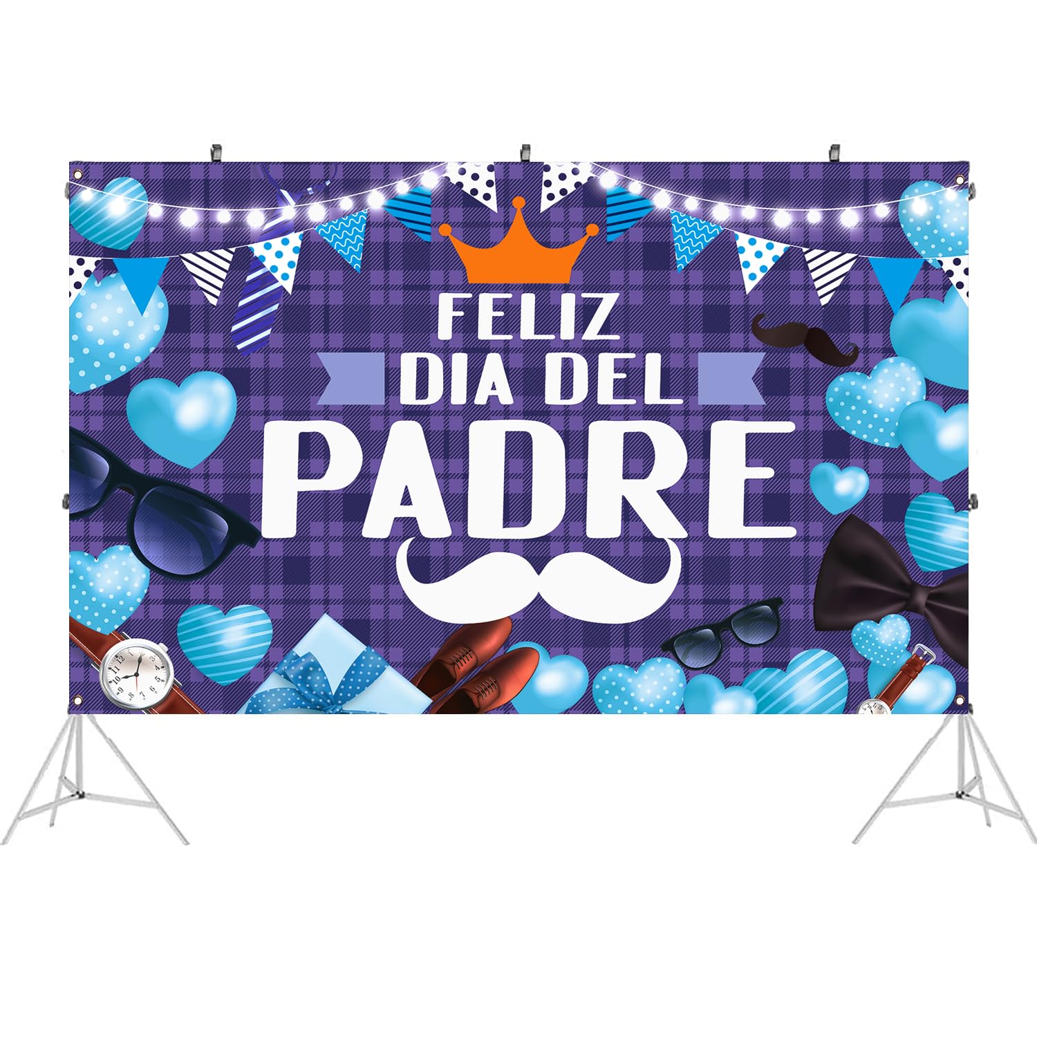 LOONELO Vatertags-Banner „Happy Father‘s Day“ – 180 X 100 Cm, Blaue Hintergrunddekoration Für Drinnen & Draußen
