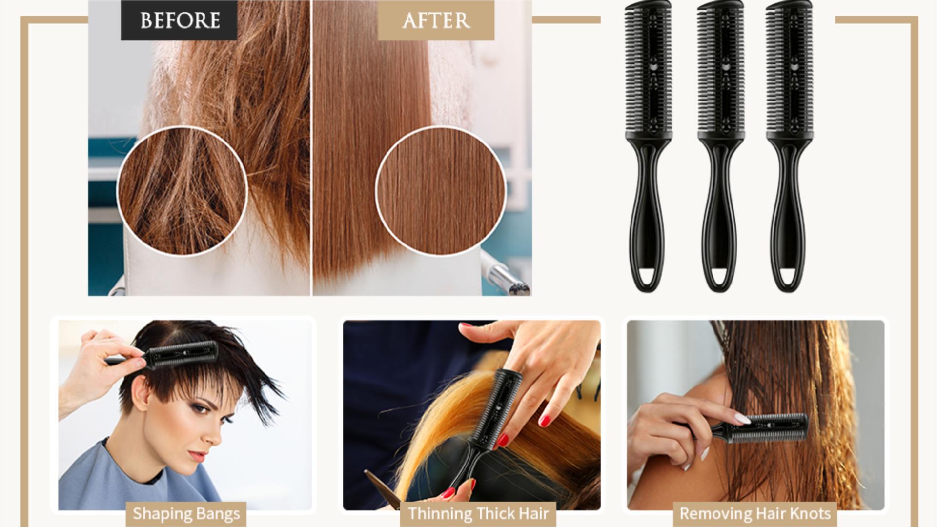 Pettine Capelli Tagliacapelli A Pettine Per Sfollamento,pettine Per Diradamento Dei Capelli,rasoio A Doppio Lato Con 10 Lame Di Ricambio Per Capelli, Adulti E Bambini,taglio Di Capelli A Casa,2 Pezzi - Foto 9