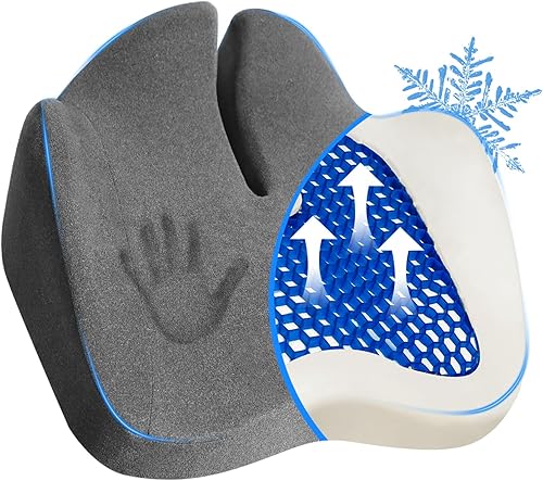 Cojín de asiento de espuma viscoelástica de gel mejorado, cojín para silla de oficina, cojín de asiento de coxis de gel para automóvil, silla de