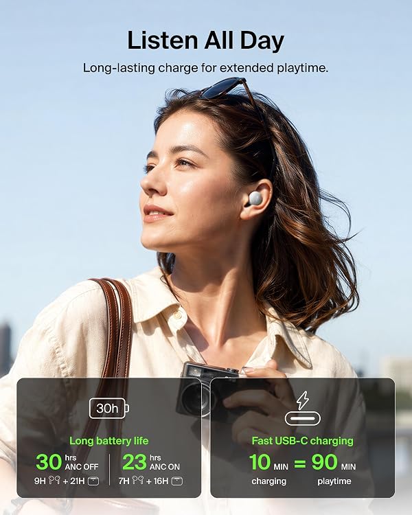 Belkin SoundForm Dot ANC, Noise Cancelling Bluetooth Ear Buds, 30H Battery by Belkin - Used condition - Image 3
