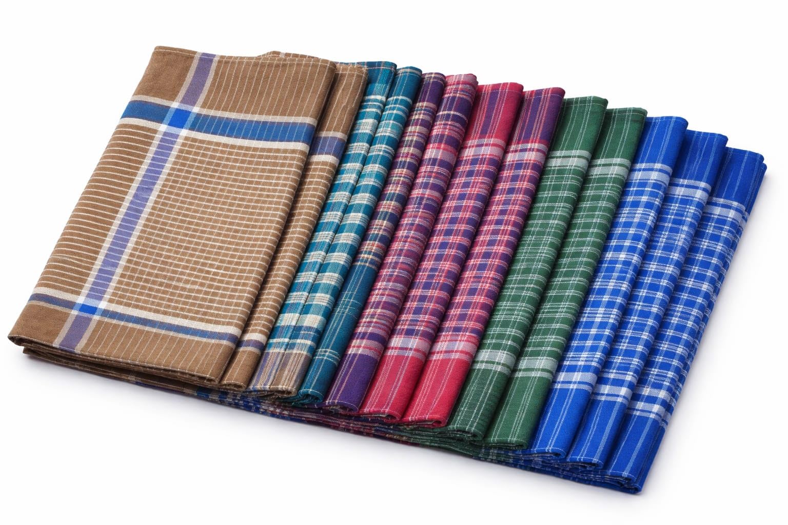 bead store Cotton Premium Collection Casual Style Handkerchiefs for Men and Women, Multicolor Plaid Pattern, Pack of 12-picture-10