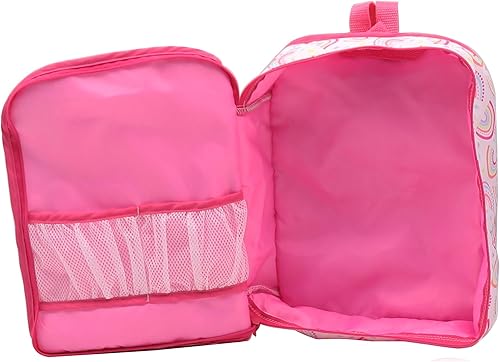 Miniatura 5 de Dream Collection Juego de mochila para muñeca de bebé de 12 pulgadas, arcoíris y conejito, cambio de atuendo y 10 accesorios, juego de simulación,