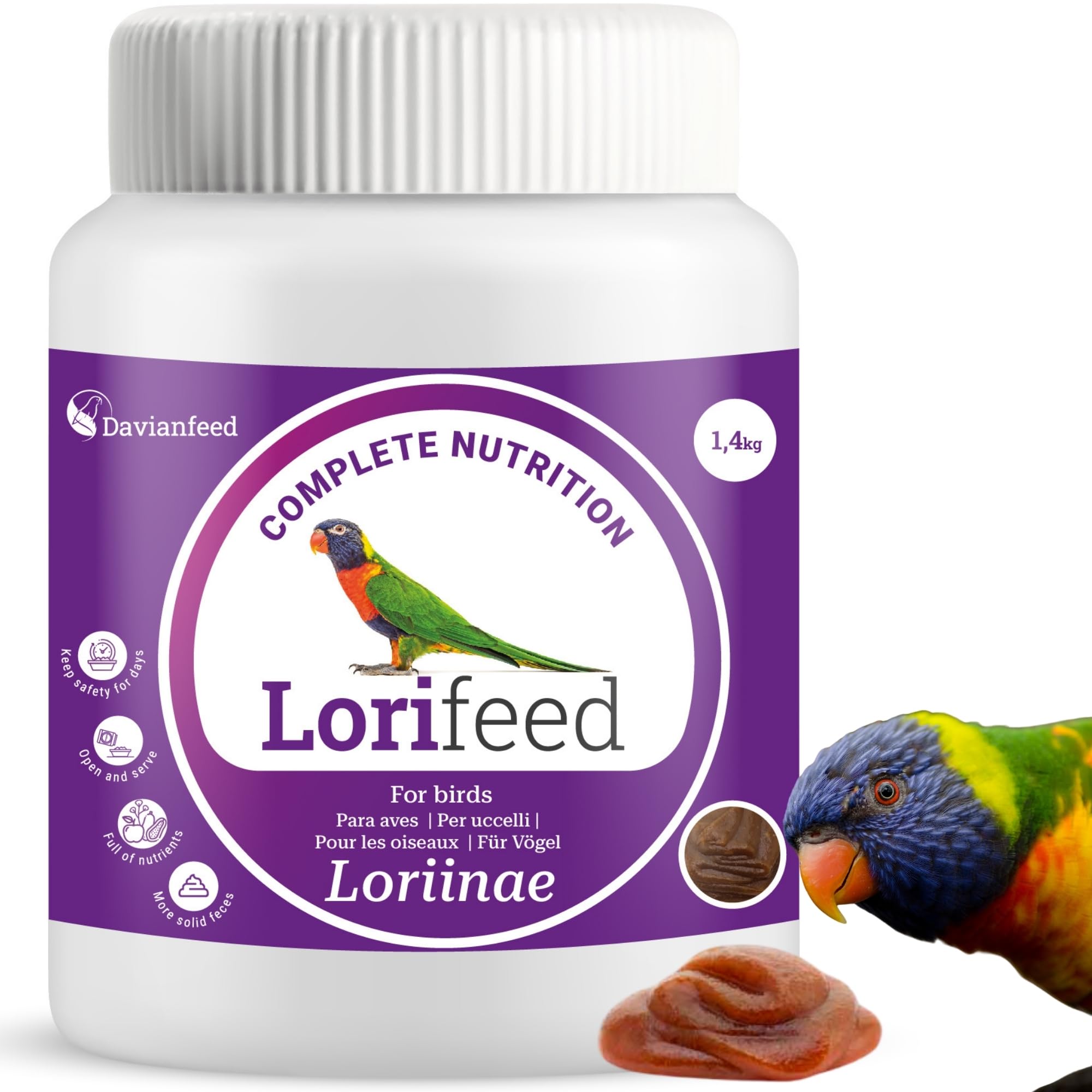 Lorifeed Nectar for Loris 1.4 kg - Complete Natural Formula for Nectarivorous Birds - Premium Digestive Health - Davianfeed