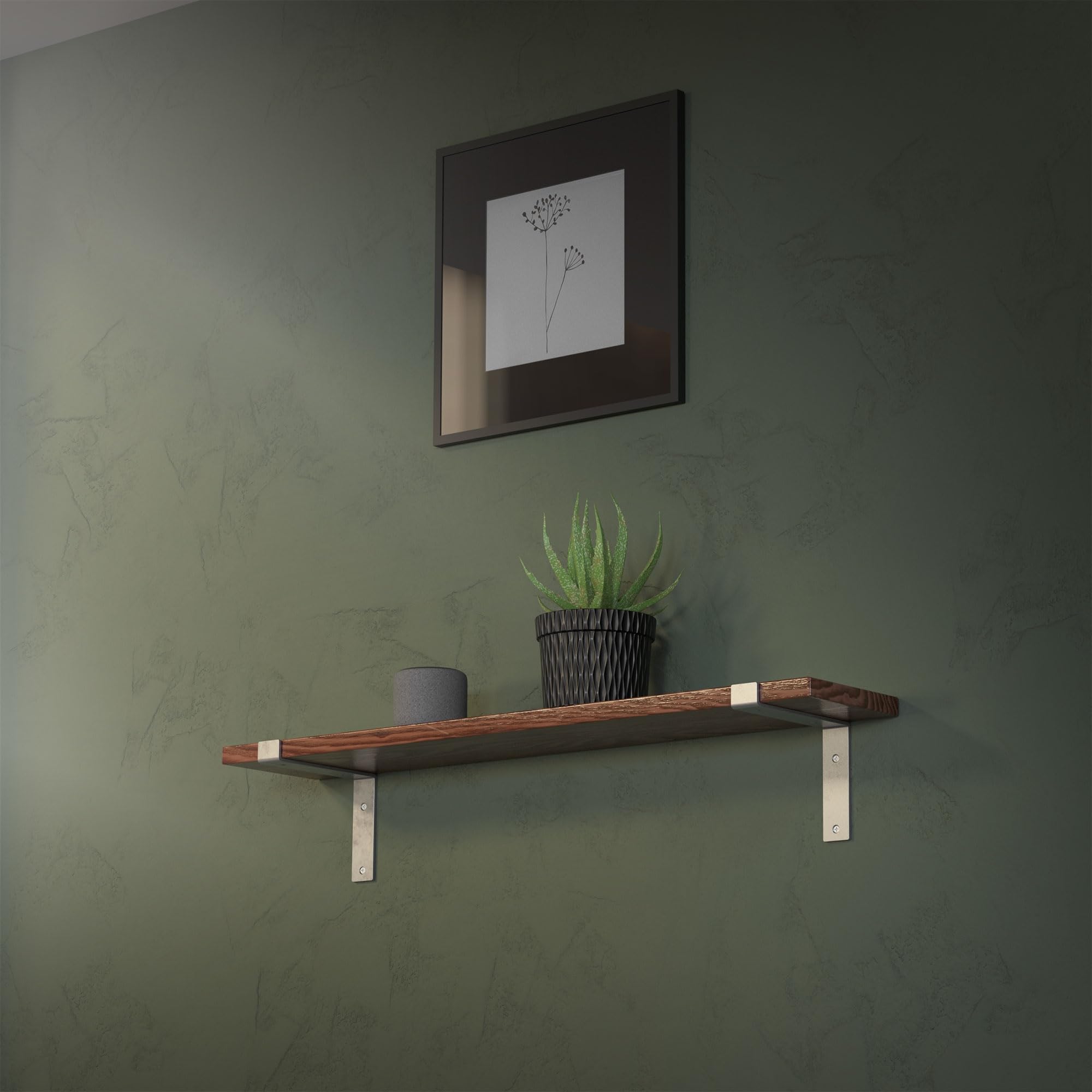 Staffe Per Mensola SOSSAI Design - 180x180mm, Alluminio Nero Opaco, Per Scaffali A Parete, 2 Pezzi