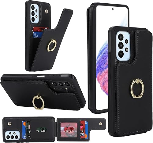 Miniatura 2 de Lipvina Funda para Samsung Galaxy A53 5G con tarjetero, Galaxy A53 5G funda tipo cartera para mujer, tarjetero de crédito, soporte de anillo y