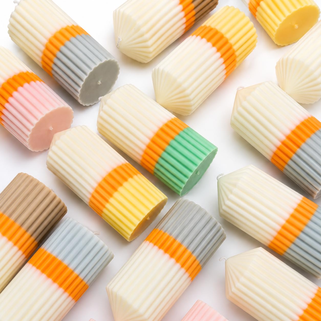Triola White And Orange Triola™ Signature Scented Soy Pillar Candle - Long Lasting 75Hrs - 1 Of The 6 Fragrances - 430G (Random)