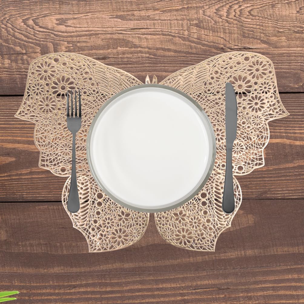 Posavasos Decorativos de PVC Dorado Mariposas Caladas 6 Piezas