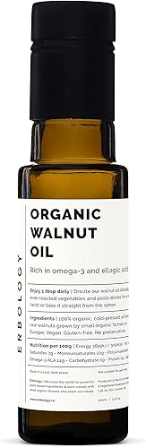 Aceite de nuez 100% orgánico, 3.4 onzas líquidas, prensado en frío, rico en omega-3, apoya la salud cognitiva, directamente de la granja, sin OMG,