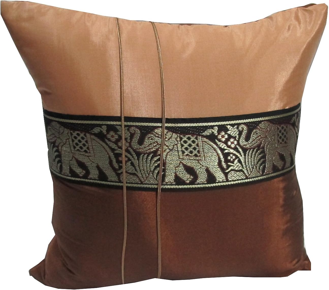 "HelloJatujak" (SINGLE) 1 BEAUTIFUL BIG ELEPHANT THROW CUSHION COVER/PILLOW CASE HANDMADE BY THAI SILK AND COTTON FOR DECORATIVE SOFA, CAR AND LIVING ROOM SIZE 16 X 16 INCHES