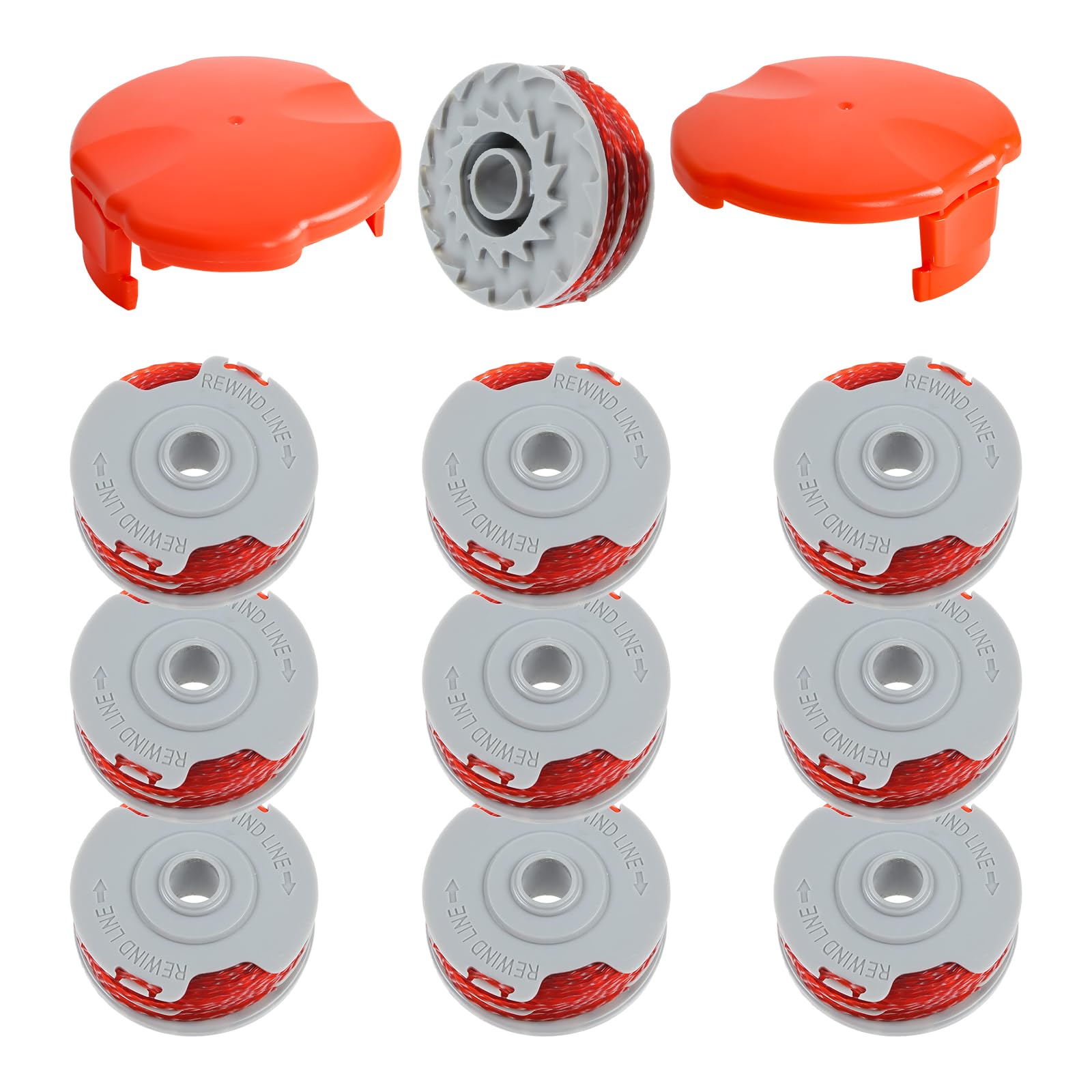 Strimmer Replacement Spool for Flymo FLY021/513937190, 0.06" 36ft Double Line Spool Compatible with Flymo Contour 500 XT/Power Trim/Mini Trim, with FLY060 Cover (10 Spools+2 Covers)