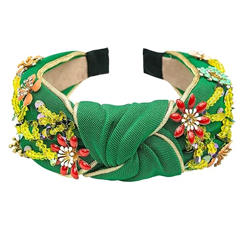 Miniatura 7 de Yusier Diademas anchas de cristal con diamantes de imitación para mujer nudo turbante banda para el cabello vintage joyería hecha a mano accesorios