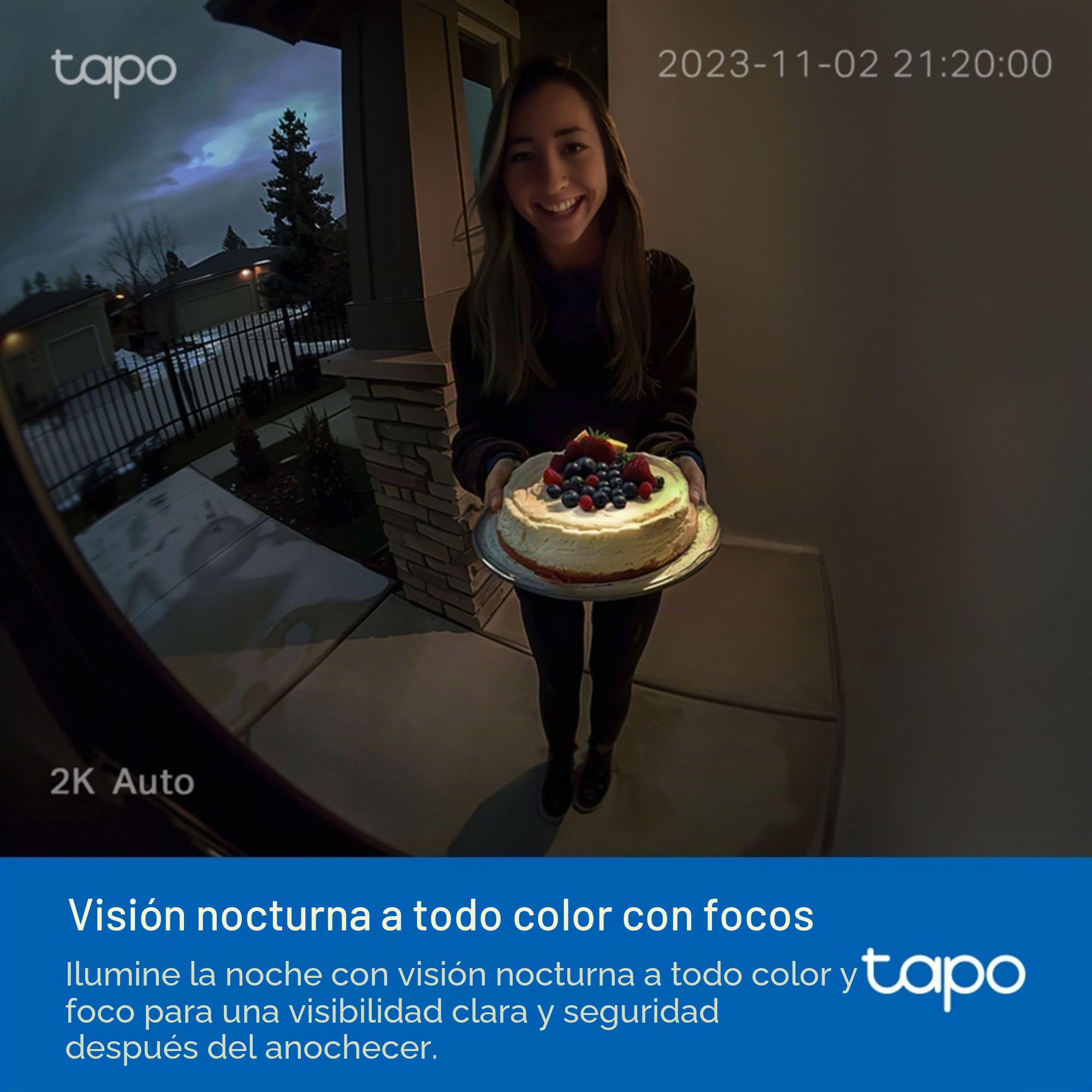 Tapo D210 - Timbre inalámbrico 2K 3MP cámara Ultra Transparente, Timbre de Video inalámbrico, Timbre de Timbre Incluido, Noche de Color, detección de IA sin TP-Link, IP65, batería de 6 Meses, sin