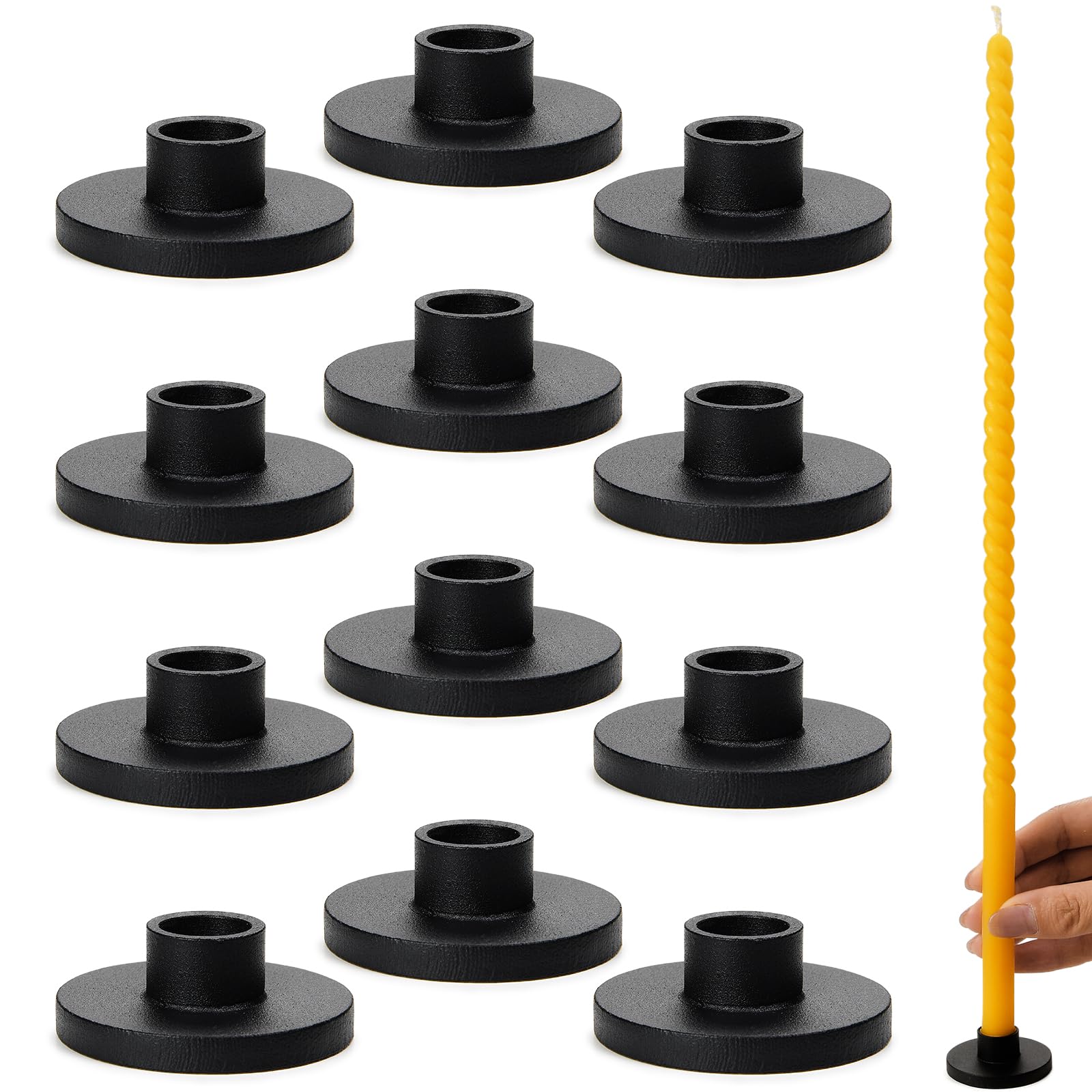 Photo 1 of 12 PCS Black Iron Thin Taper Candle Holders for 1/2 Inch Candlesticks