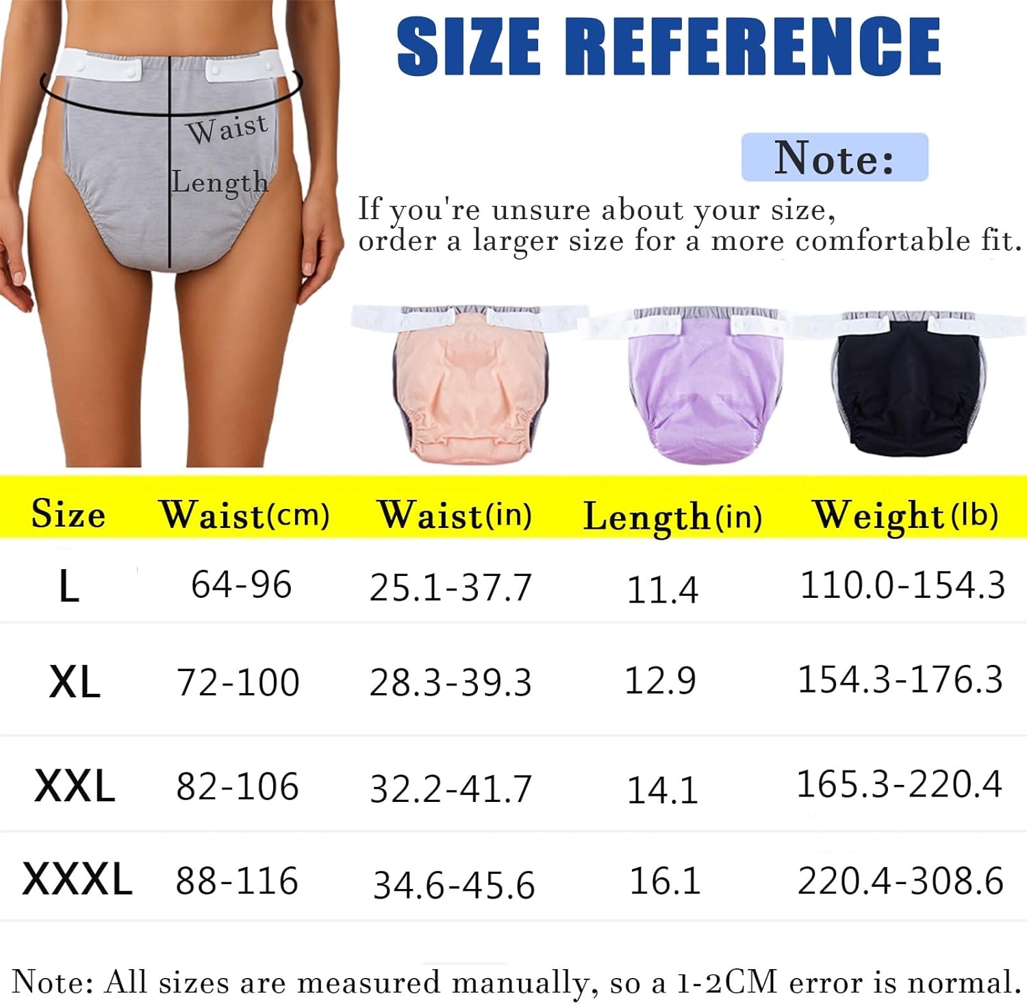 Reusable Waterproof Incontinence Diapers for Women and Men - Leakproof Adult Cloth Briefs