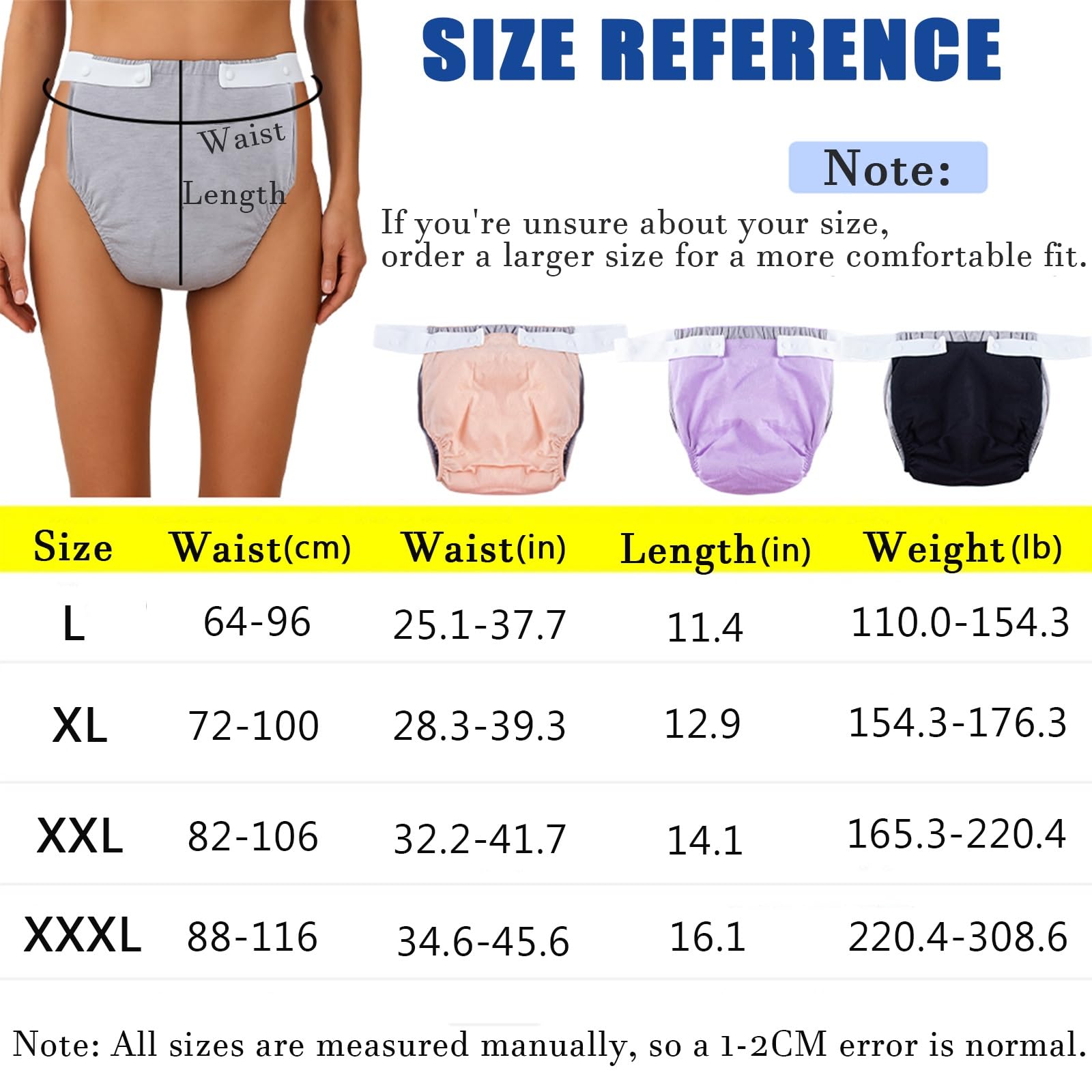 2 Stück Stoffwindeln für Erwachsene,Waschbar Baumwoll Höschen Inkontinenz Pants für Erwachsene Auslaufsichere Windeln Schützende Inkontinenz Unterwäsche(Orange+Purple,XX-Large)