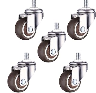 Wheels Casters, 2 Inch Shopping Cart Wheel Trolley Swivel Caster Wheels, Office Chair Caster, Wheels Set of 5,Furniture Caster, Threaded Rod Swivel Casters, Rolls Smoothly(bolt1.5in)