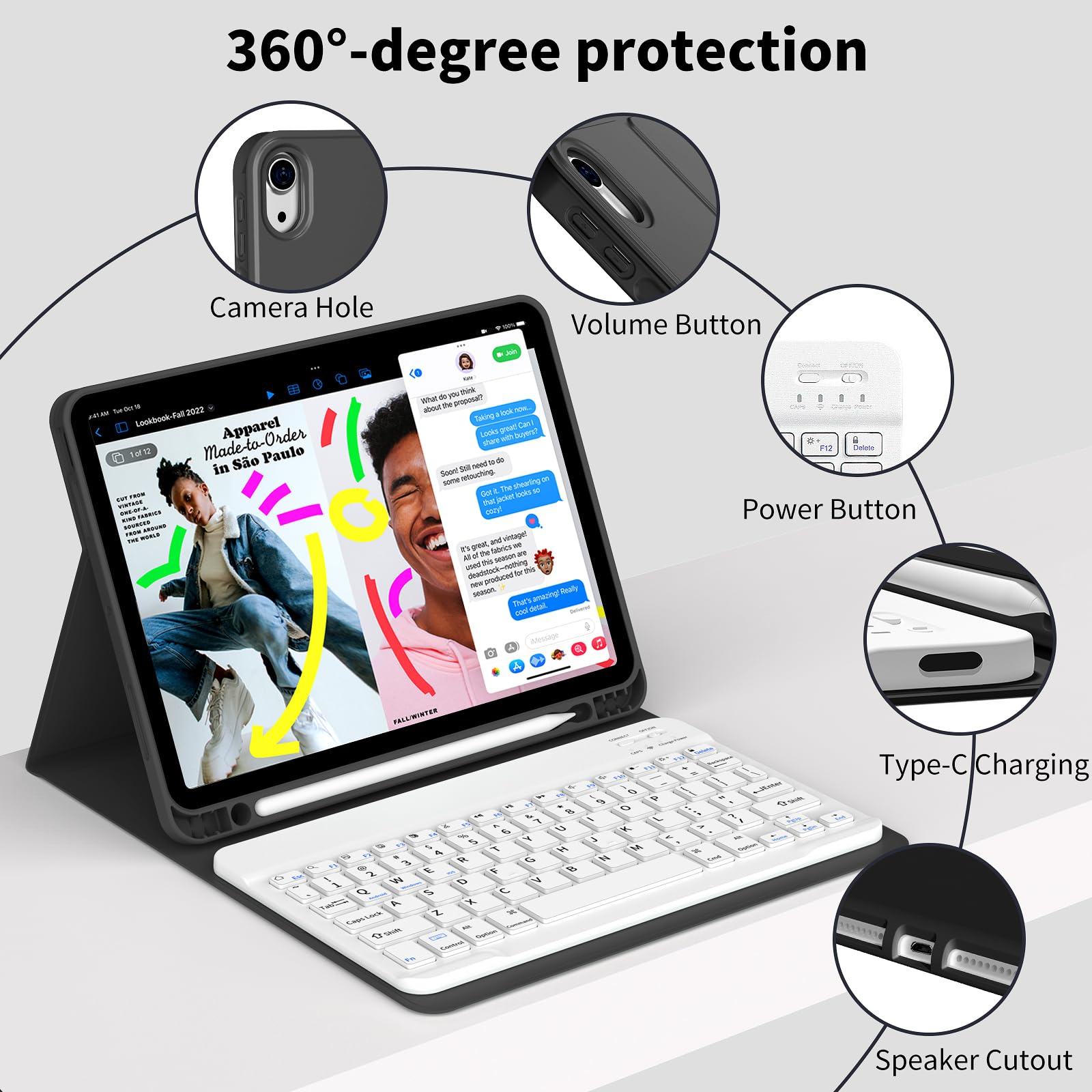 JKSML Étui Avec Clavier Pour IPad (A16) 11 {^>e<^} Génération 11" 2025