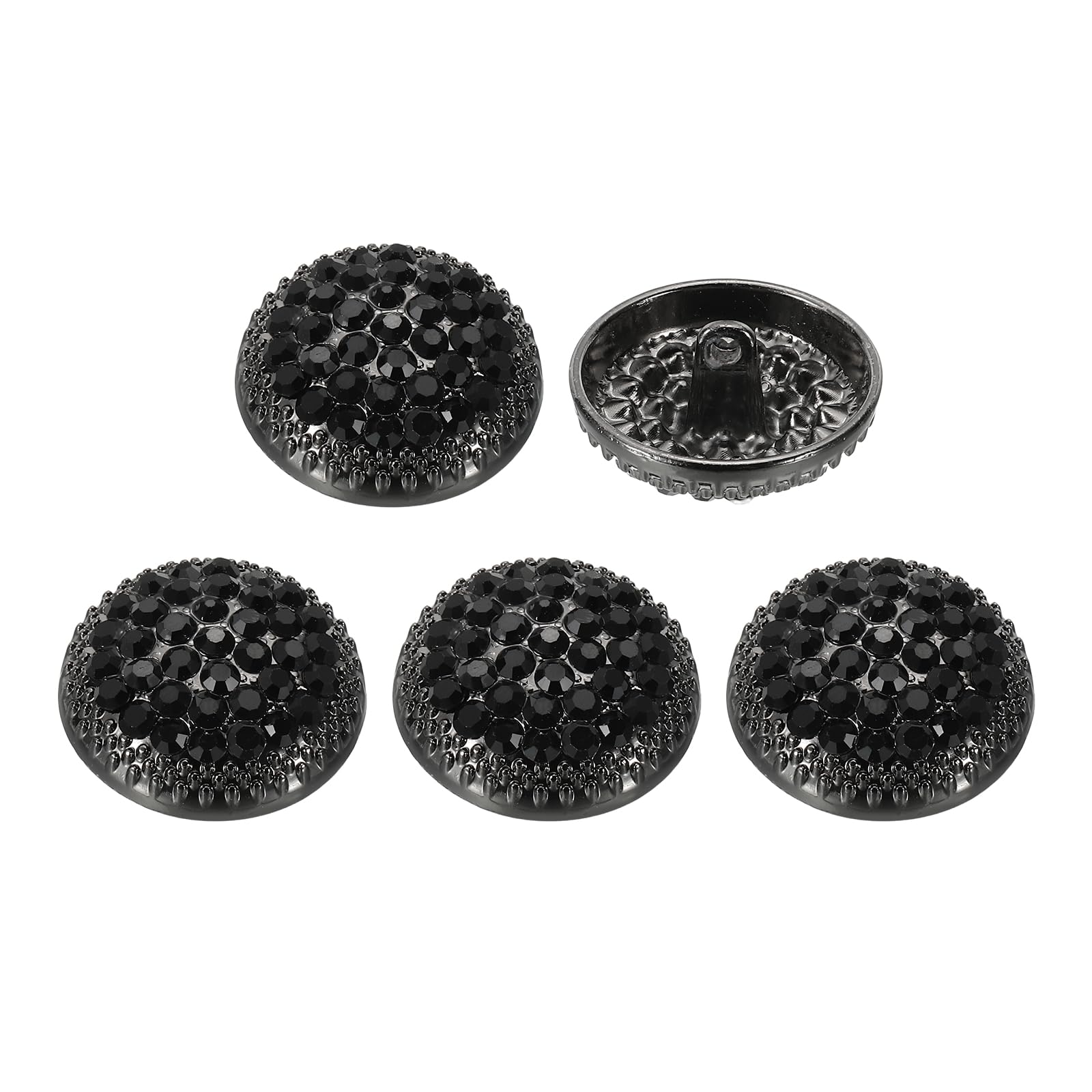 PATIKIL 5 Pcs 36L Round Rhinestone Buttons, 23mm Shiny Crystal Buttons Luxury Fashion Clothing Sewing Accessories for DIY Wedding Decoration Garment Flower Jewelry Making, Black — image 1