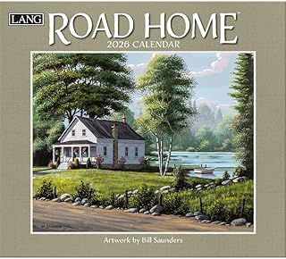 Lang、Road Home 2026年壁掛けカレンダー Bill Saunders作 13.4インチ x 12インチ ホチキス止め綴じ付き12ヶ月カレンダー
