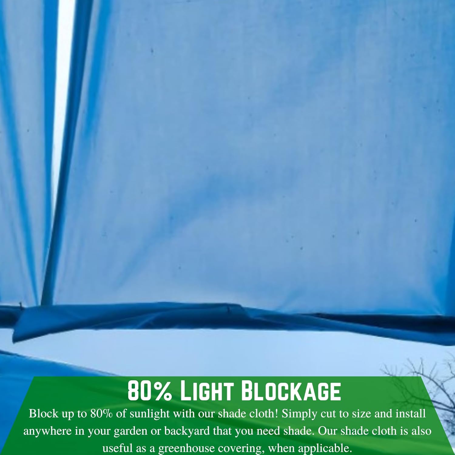 Farm Plastic Supply - Blue Shade Sail Hemmed and with Grommets - 80% - Mesh Fabric for Patio Shade, Garden Shade Sail, Sun Shade, Shade Canopy, Garden Sun Block, Wind Screen, Shade Cloth (6' x 125')