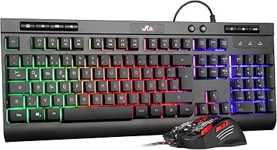 Rii Maus und Tastatur Gaming, Gaming Tastatur mit Maus ist Ergonomisch, Gaming Maus und Tastatur mit RGB, ps5 Tastatur und...