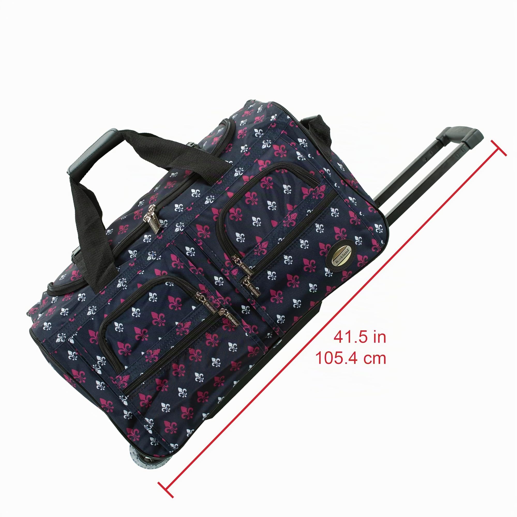 Rockland Sac de Sport à Roulette, Reisetasche mit Rollen, Gris Clair, Bordeaux, 55,9 cm (22