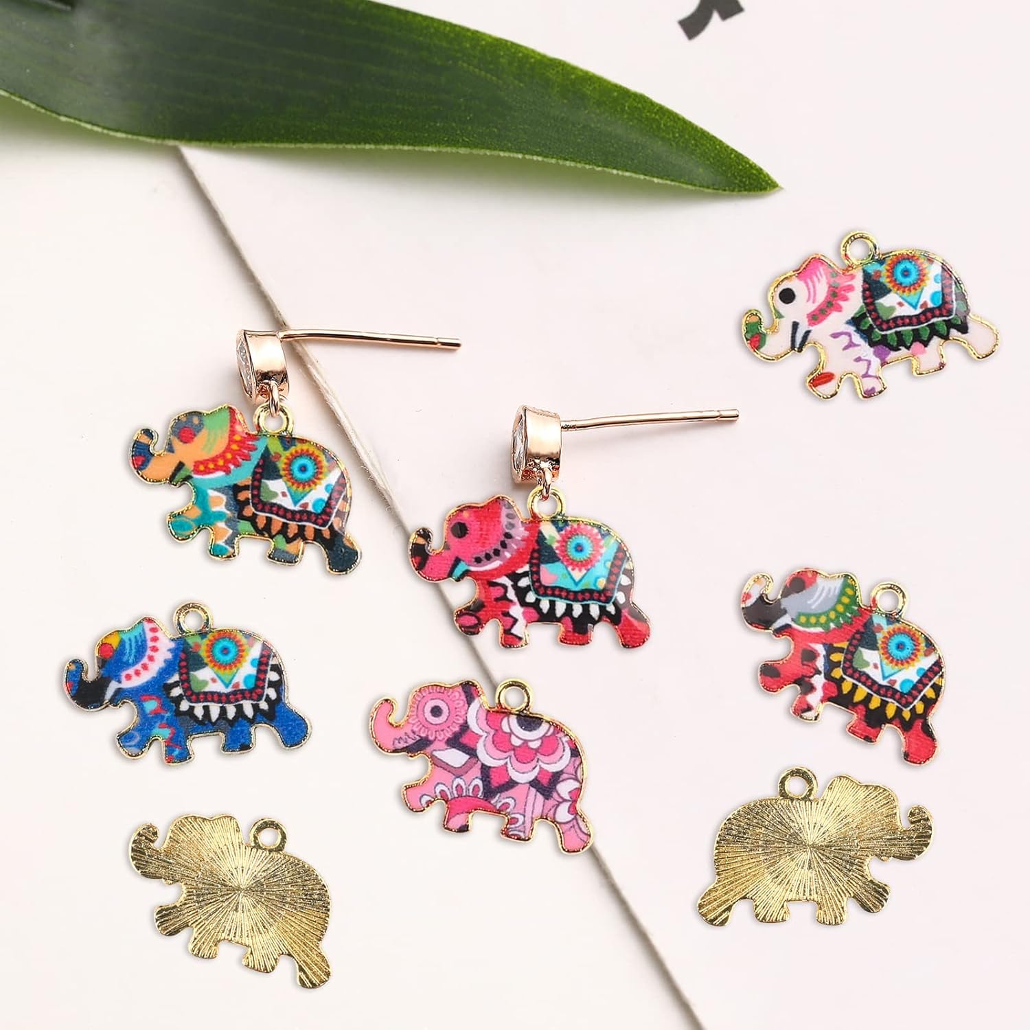 QXUJI 18PCS Elephant Charms for Jewelry Making, Mixed Elephant Metal Enamel Pendant Charms, for Necklace Earring Bracelet DIY Jewelry Making Accessories - Image 4