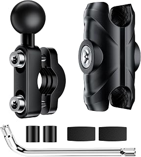 LBW Metal Oil Can Mount Kit with U-Bolt Clamp Ball Head and Short Double Socket Arm, Fit for 0.5" to 1.25" Handlebars and Fuel Tank, Highly Adaptable for Motorcycle Bars, Panels, Fork Mounts