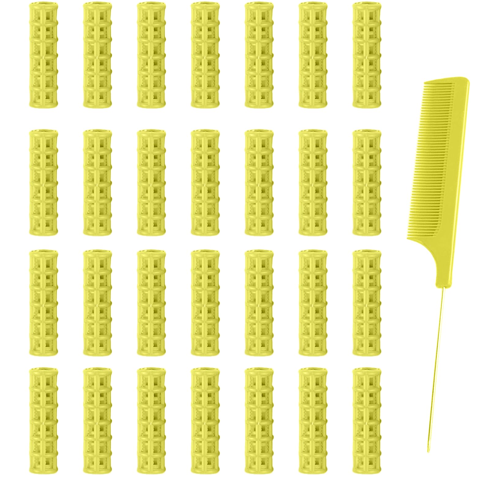 Ulifebetter 28PCS Small Rollers for Short Hair, 0.6in No Heat Tiny Curlers With Clips Small Roller Hair Curlers Set Mini Snap-On Plastic Hair Rollers(