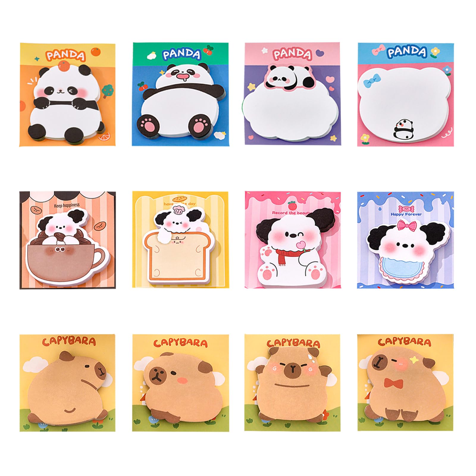Kaizuca 24 Pack Animal-Shaped Sticky Notes, 720 Sheets Self-Adhesive Notes, Kawaii Design, for School, Office, Home, Party Favours & Gift Bag Fillers