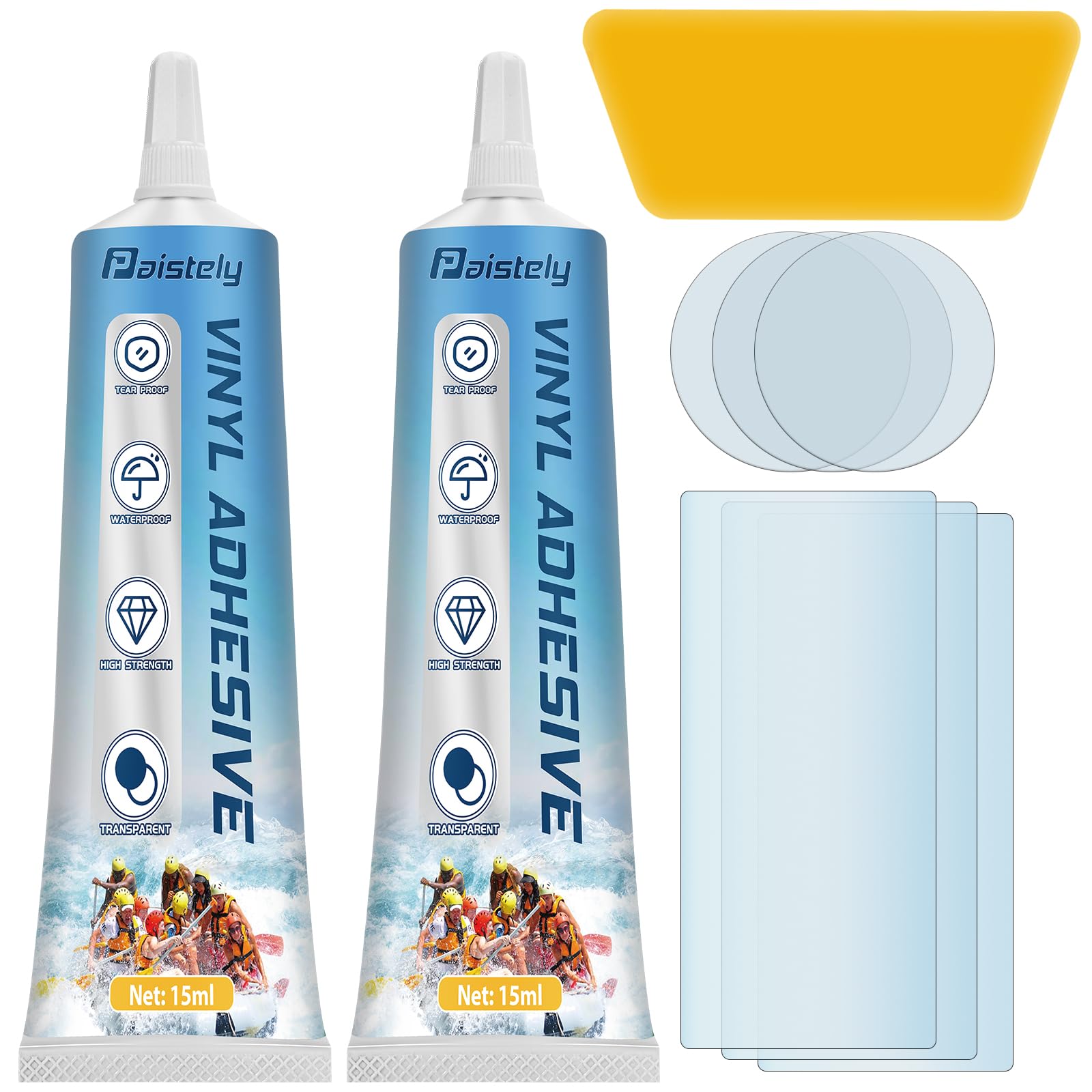 Paistely Paddling Pool Repair Kit Waterproof, Hot Tub Puncture Repair Kit, Liquid PVC for Inflatable Kayak, Air Bed, Bouncy Castle, Bounce House, Hot Tub (15ml2pack)