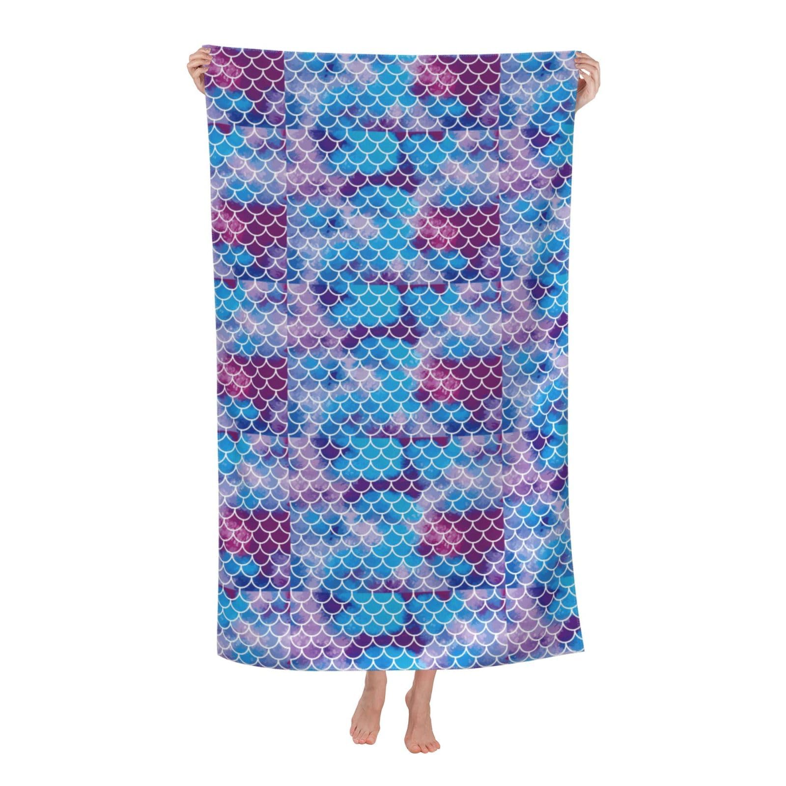 Cbaaghh Mermaid Fish Scale Print Adult Beach Towels,Beach & Pool Towel,Beach Towels,Towels For Camping