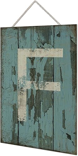 Vista 51 de Letrero colgante de madera con letra A, letrero de madera, decoración del hogar, 26 letras del alfabeto de metal, placa de madera, decoración