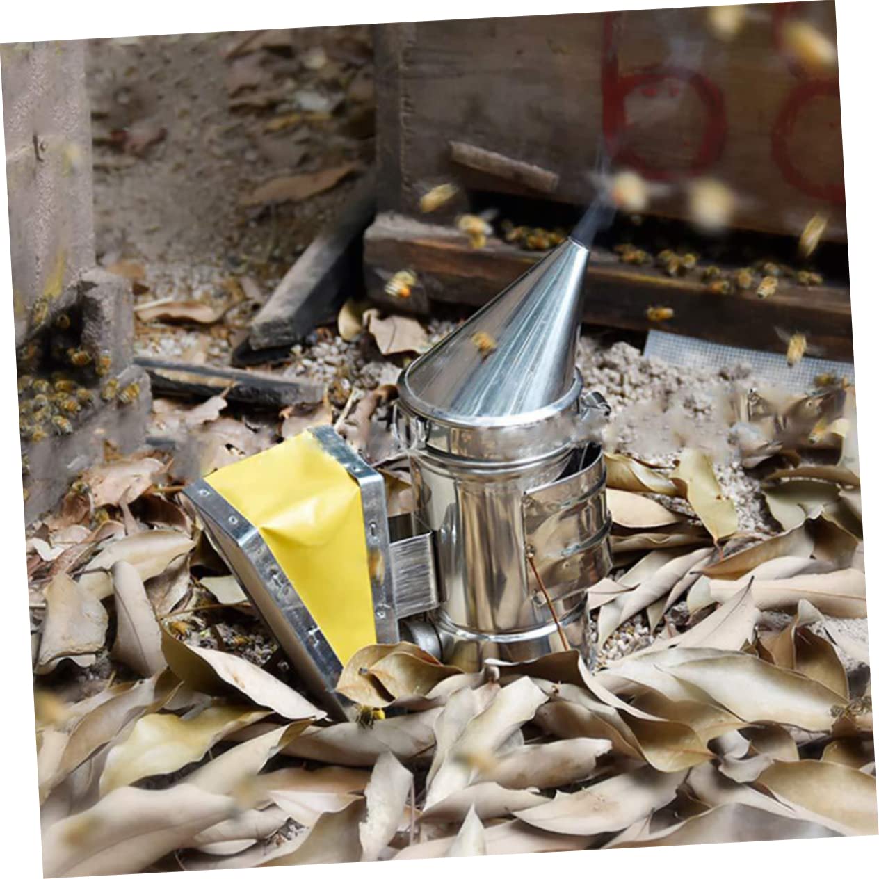 Milisten Fumigateur pour Apiculture Acier Inoxydable avec Embout Mini Outil Abeilles pour Utilisation Sécurisée et