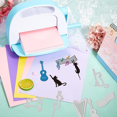 Miniatura 7 de GLOBLELAND Troqueles de corte con tema de gato, múltiples instrumentos musicales, plantillas de troqueles de corte de metal, plantilla de estampado