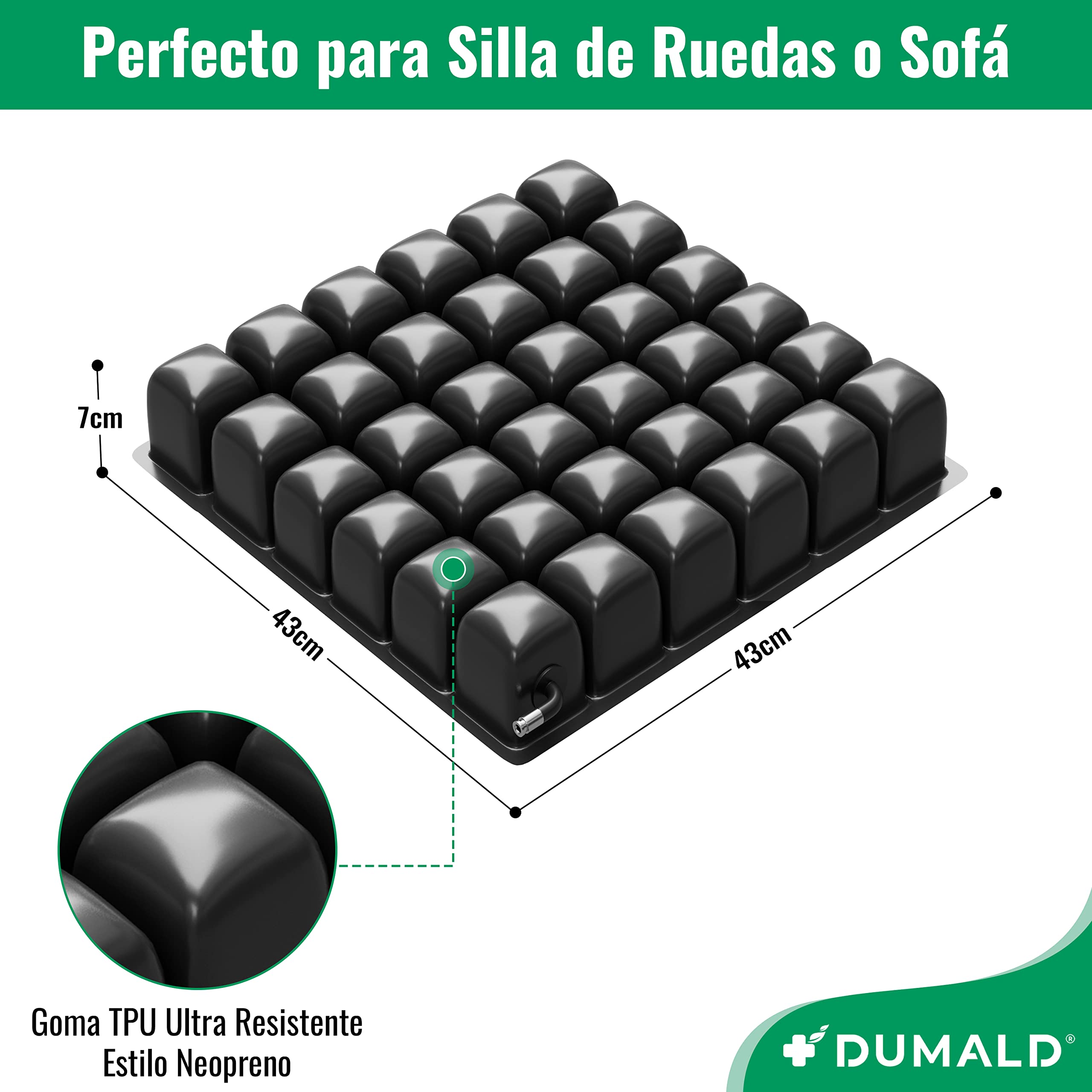 Cojin Antiescaras para Silla de Ruedas o Sillón - Alivio y Prevención Activa de Úlceras o Escaras - Cojín de Aire Ortopédico para Personas Mayores de Máxima Eficacia