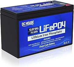 DCHOUSE 12V 6Ah LiFePO4 Rechargeable Lithium Battery Pack with 3000+ Deep Cycles and BMS Protection, for Solar System, Fish Finder, Stroller, Boat, RV Camping
