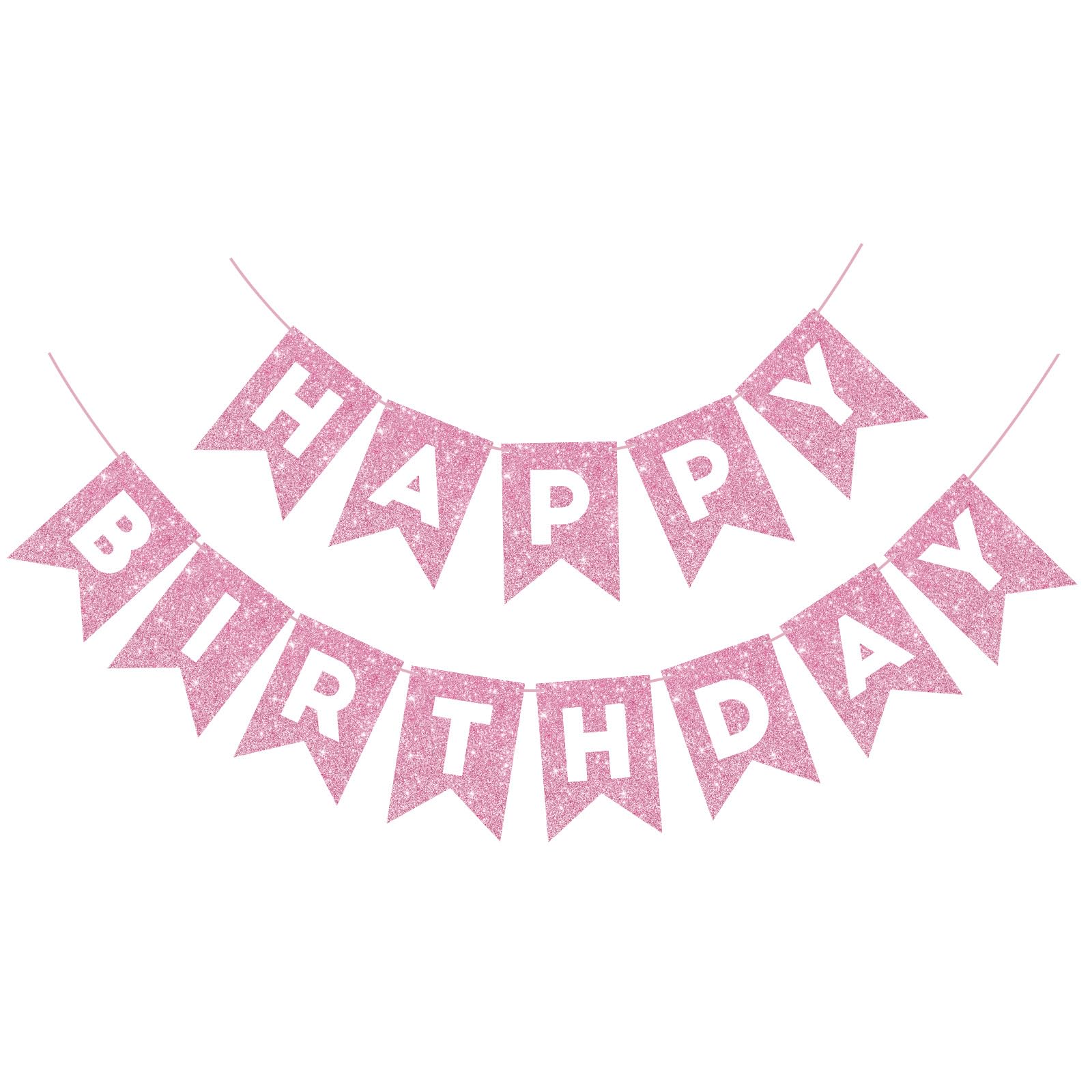 Hooqict Happy Birthday Banner Pink Birthday Decorations for Girls Women 1st 2nd 3rd 13th 21th 30th Pink Party Banner Garland Sign Party Supplies Wall Porch Door Hanging Decor