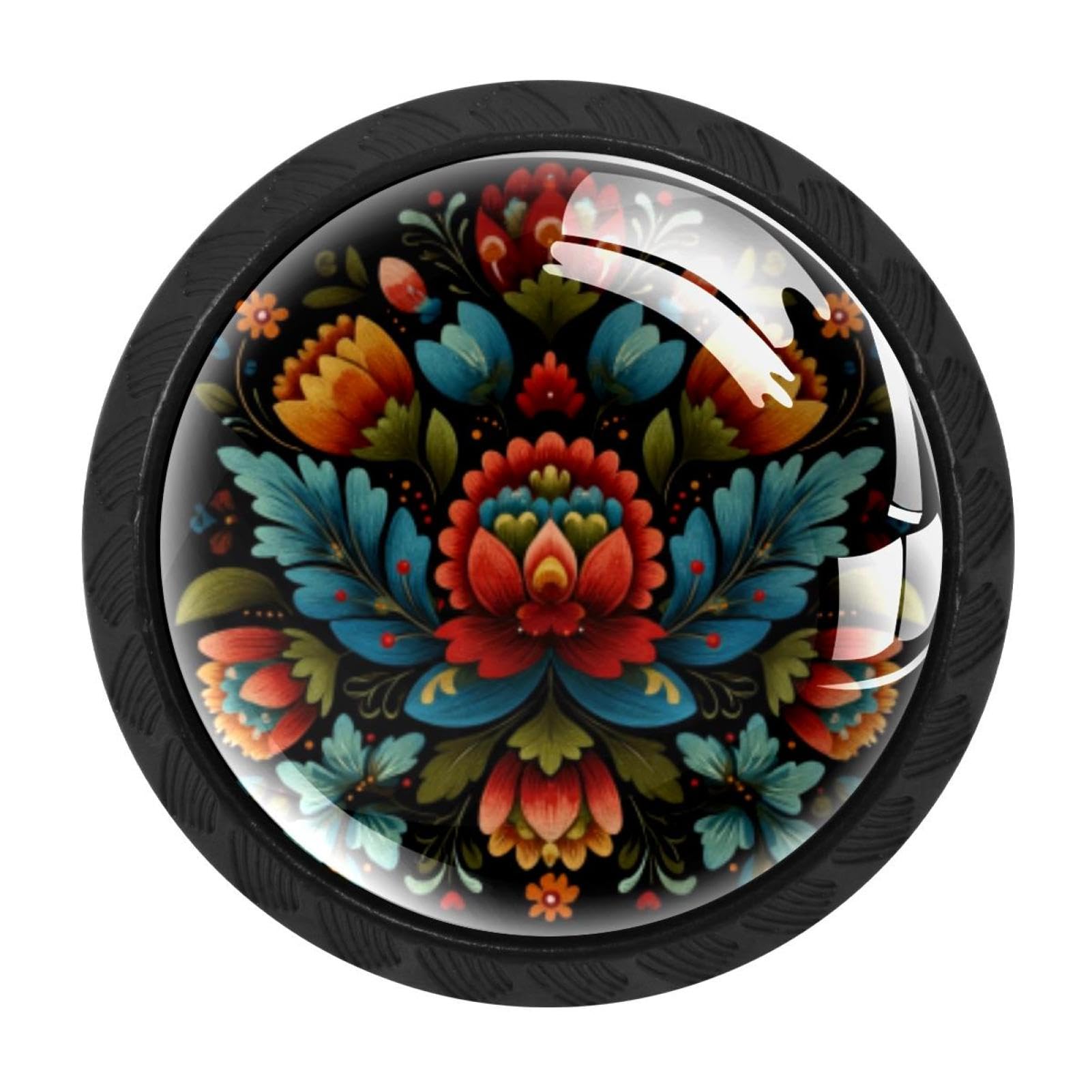 Boutons d'armoire ronds rustiques en romarin norvégien pour meuble chic, lot de 4