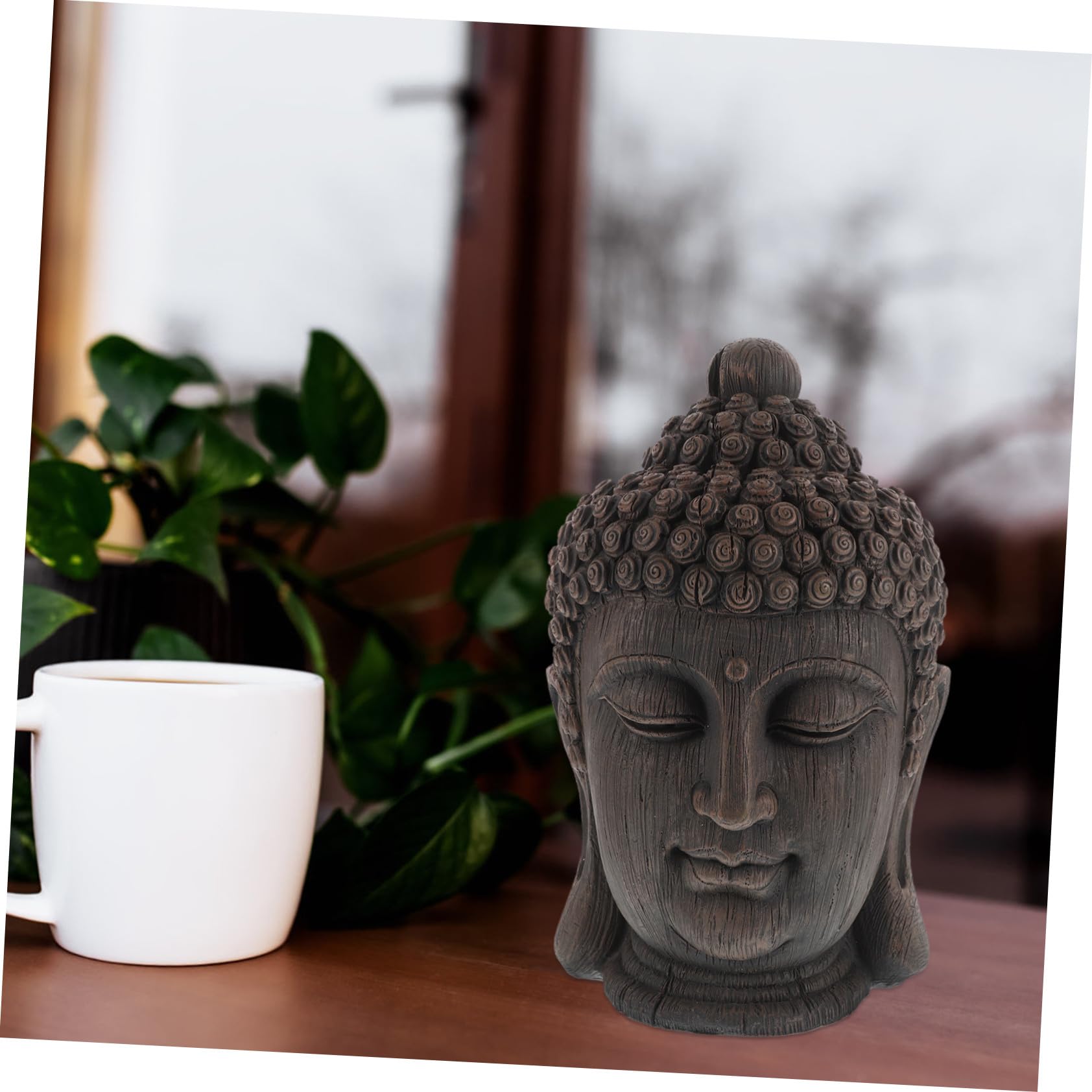 Estatua de Buda Meditando Cabeza Grande de Resina Sudeste Asiático para Decoración Interior Hogar Jardín Estilo Tailandés