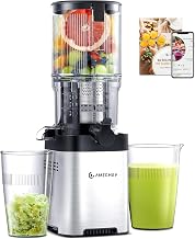 AMZCHEF Cold Press Juicer Machines - Slow Masticating Juicer with 145mm Large Feed Chute, Whole Fruit & Vegetable Juice Maker, Easy Clean, Triple Filter - Stainless Steel