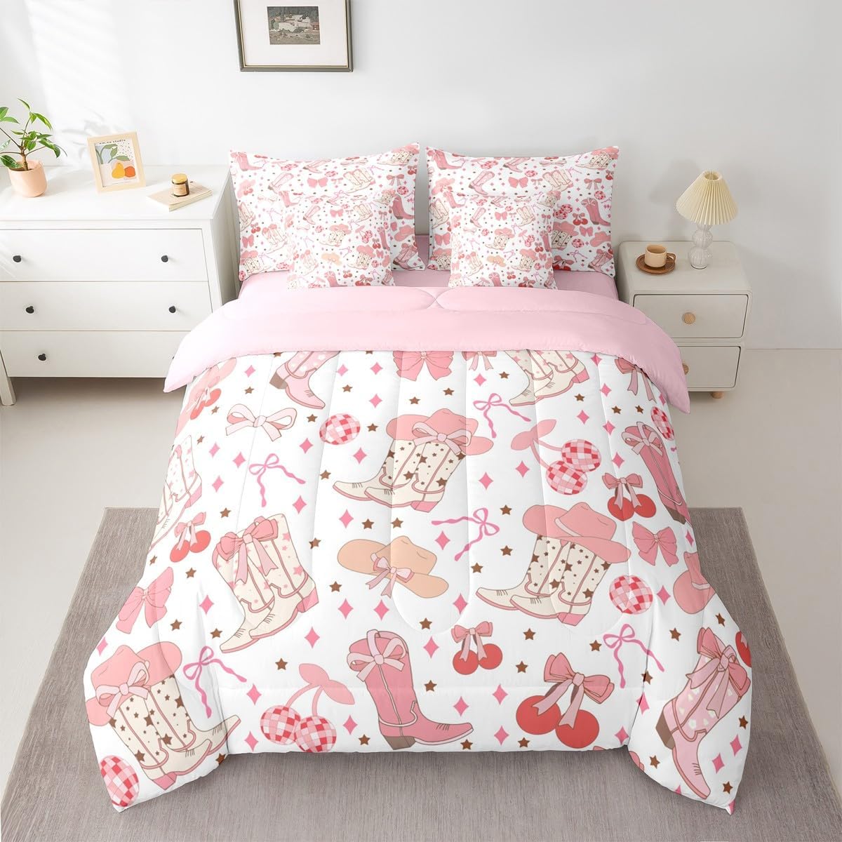 Feelyou Western Comforter Set Full Size 7 Pieces Comforters Brown Red Cowboy Bedding Set Boho Southwestern Cowboy Bed Set Bed in a Bag with Comforter, Sheets, Pillowcases & Cushion Covers